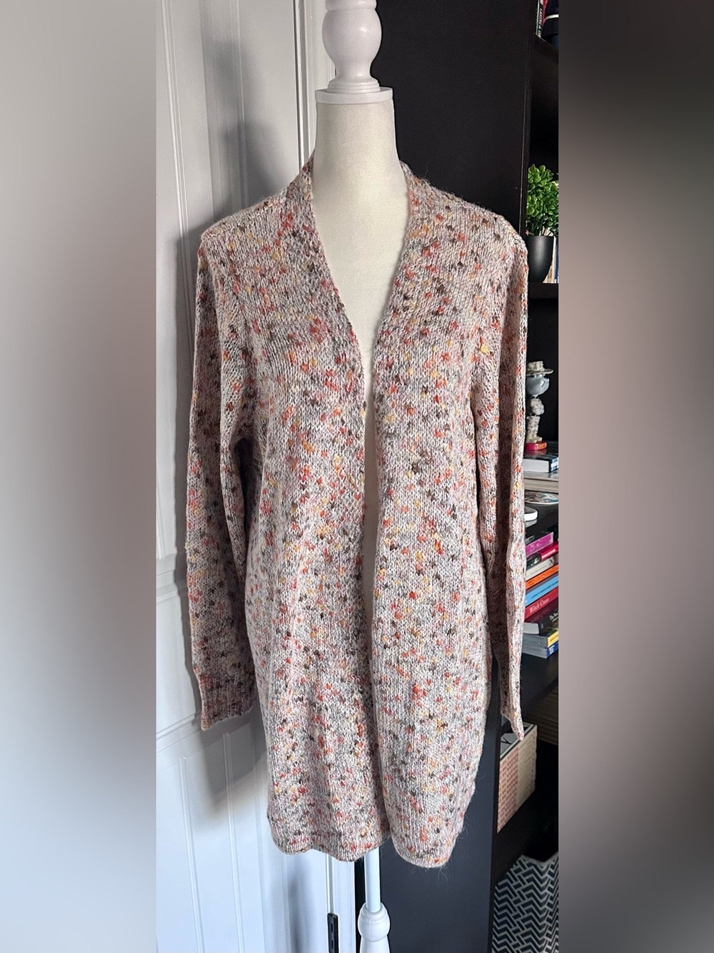 Avenue Speckled Open Front Long Cardigan Sweater Size 18/20 NWT